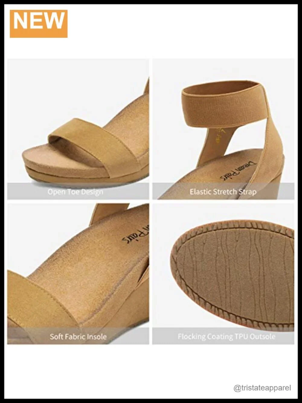 Wedge Sandals with Platform Ankle Strap Cushioned Footbed